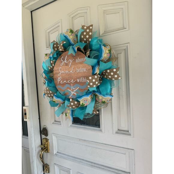 Beach Wreath - “Sky Above, Sand Below, Peace Within” - Coastal Front Door Decor - Picture 6 of 7